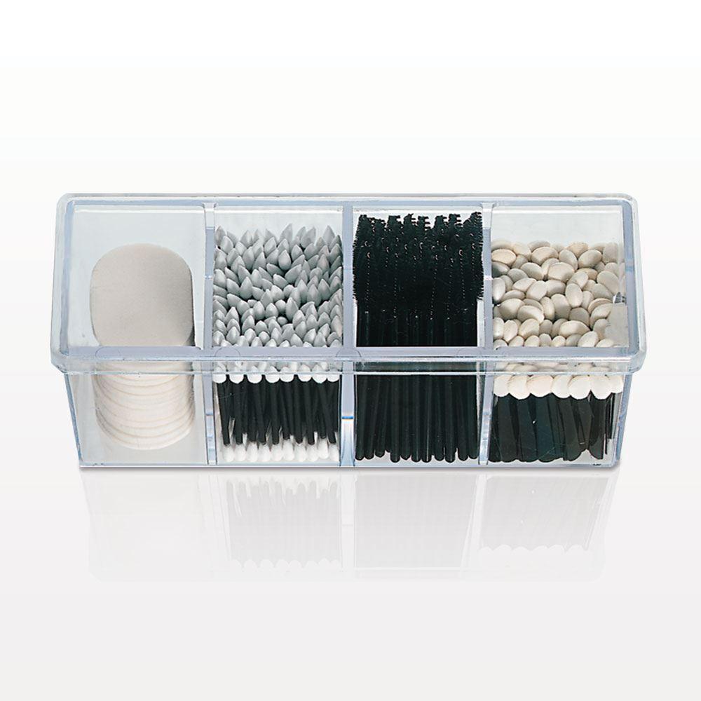 4 Compartment Beauty Organizer with Lid, Clear