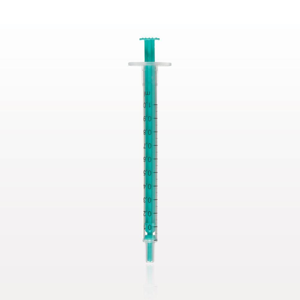 Two-Piece Syringe, Male Luer Slip, Zero Dead Space, Green