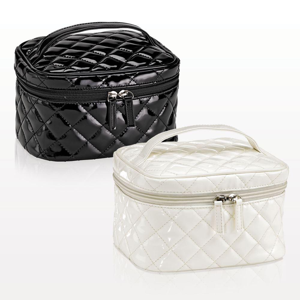 The Quilted  Medium Cosmetic Train Case, Black