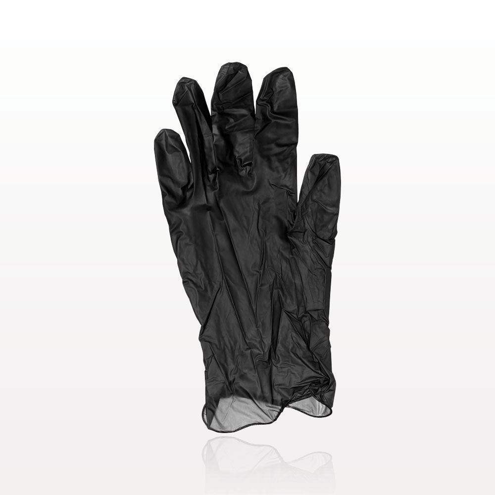 Olivia Garden  Essentials  Vinyl Gloves, Powder-Free, Latex-Free, Black