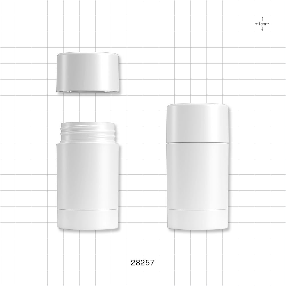 Child Resistant Deodorant Container and Cap, White