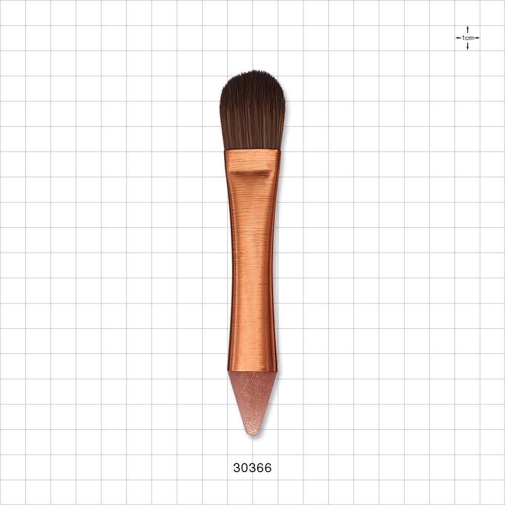 Dual Ended Foundation Brush with Silicone Applicator, Rose Gold