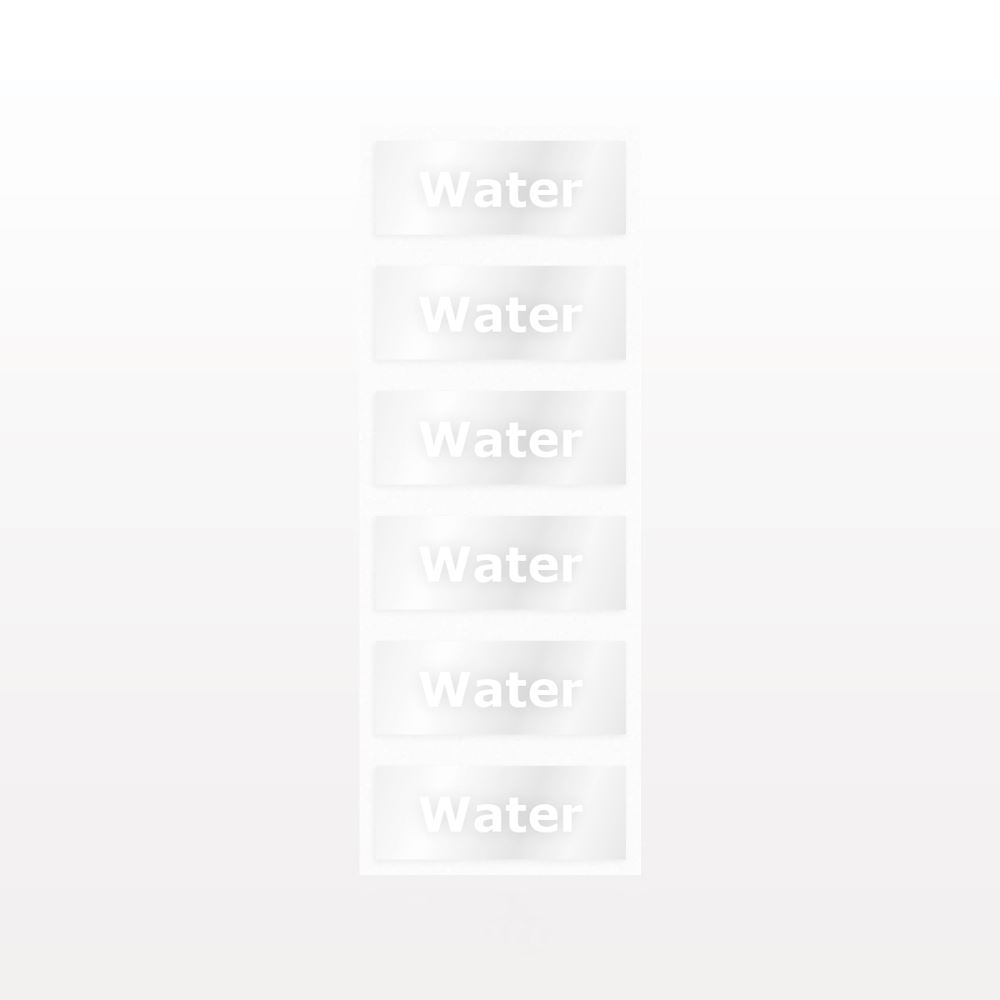 Water Label, Clear with White Lettering