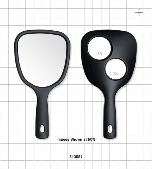 Dual Sided Hand Held Mirror, Matte Black