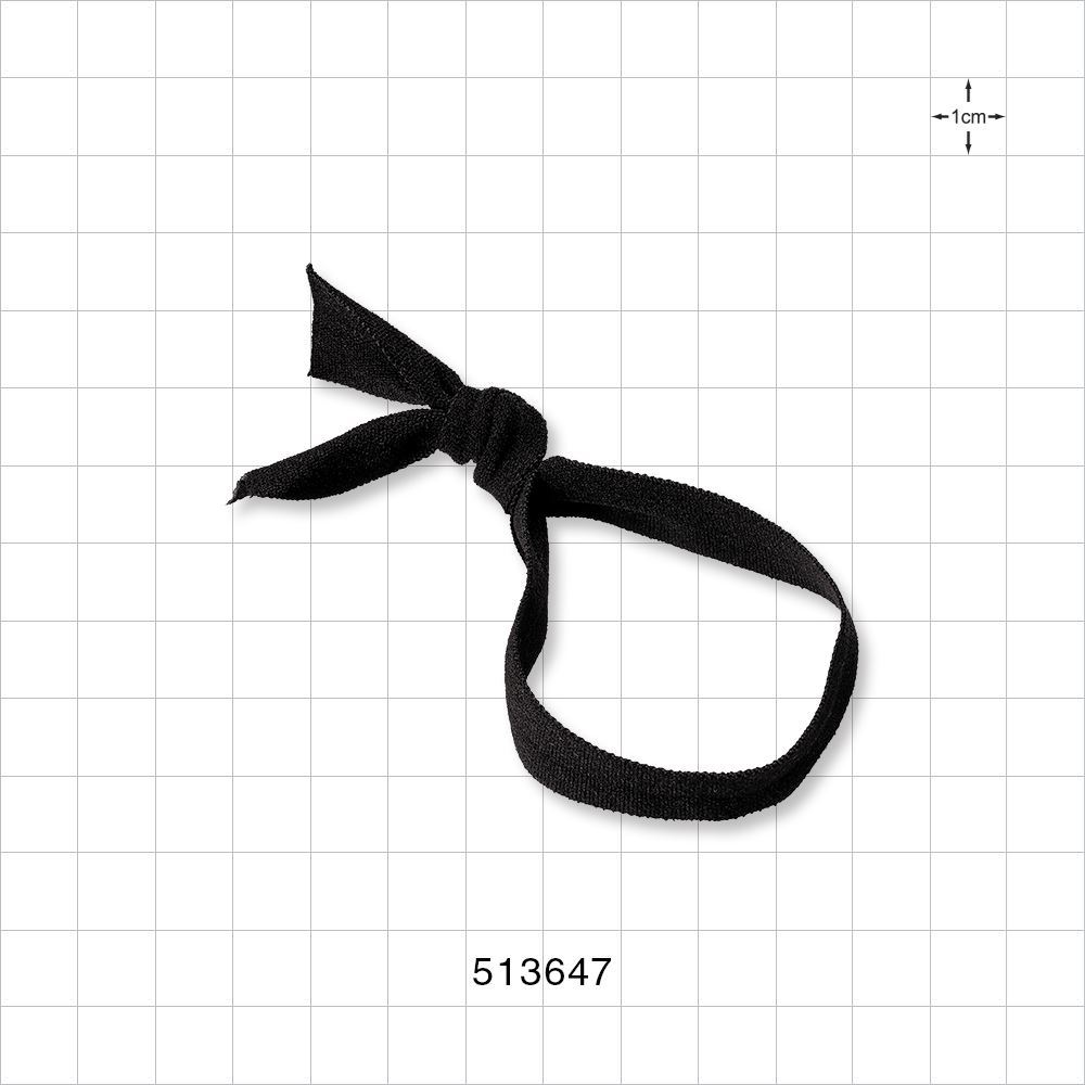 No Crease Elastic Ribbon Ponytail Holder, Black