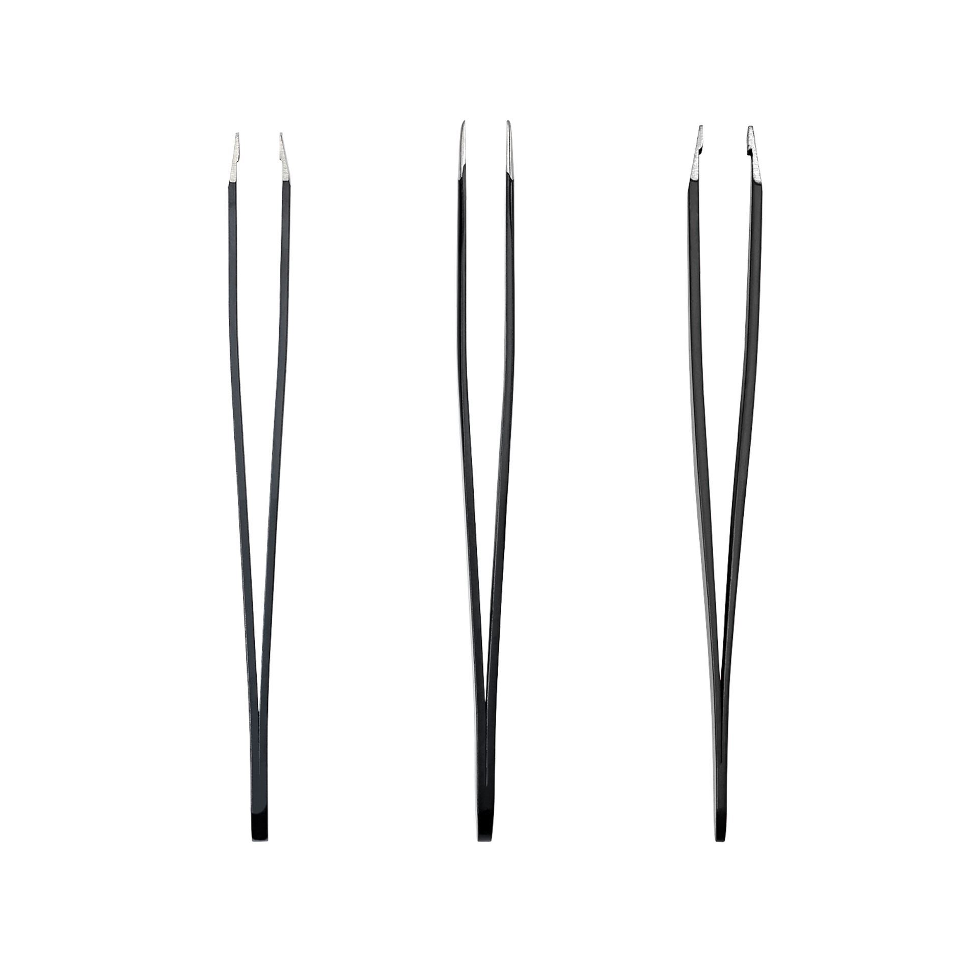 3-Piece Tweezer Set, Black