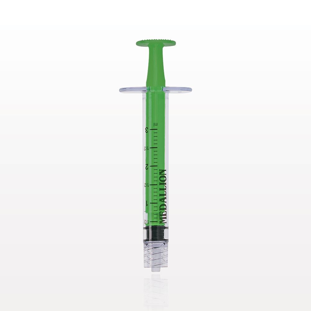 Medallion  Syringe, Male Luer Lock, Dark Green