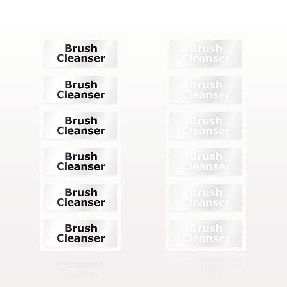 Brush Cleanser Label, Clear with Black Lettering