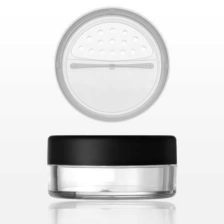 Clear Jar with Matte Black Cap and Twist/Lock Sifter